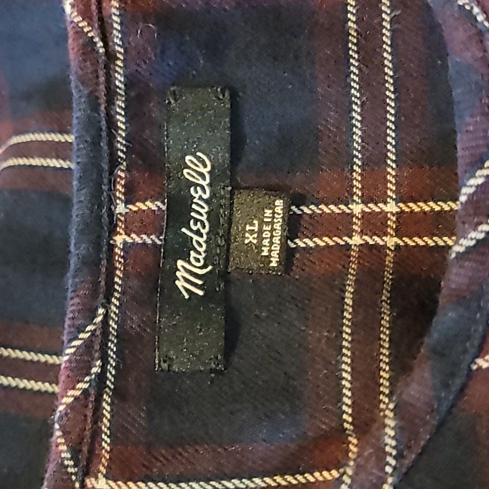 XL Madewell 100% Cotton Berkshire Plaid Ruffle Yoke Button Down Long Sleeve - Picture 7 of 8